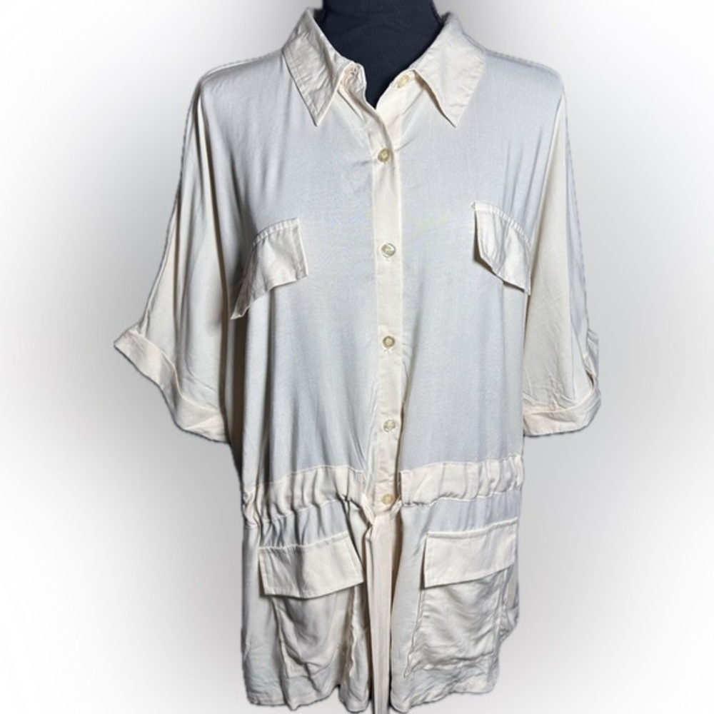 New York & Co Gabrielle Union Cream Shirt Dress Size XL NWT, Gorgeous!!